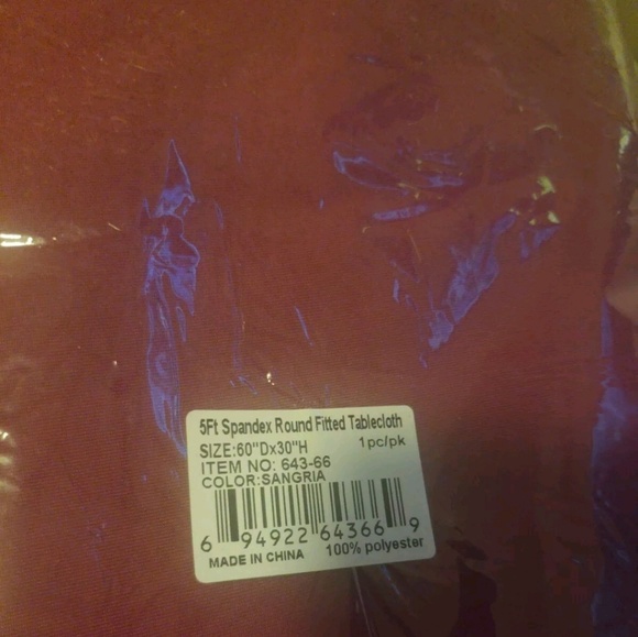 5 FT Spandex Sangria (7 ct-Round fitted)Tablecloth - Picture 2 of 2